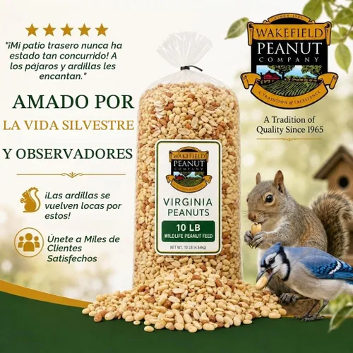 Vista 6 de Wakefield Virginia Peanuts - Cacahuetes de vida silvestre crudos de grado animal, 10 libras Sin cáscara