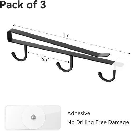 Vista 7 de ECROCY Ganchos para tazas para gabinete, enganche en estante y solo se ajusta a gabinete plano sin borde, 3 piezas, soporte para tazas sin