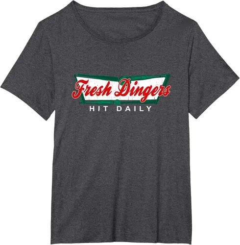Vista 23 de Camiseta divertida de béisbol y softbol Don't Bunt Hit Fresh Dingers, Negro