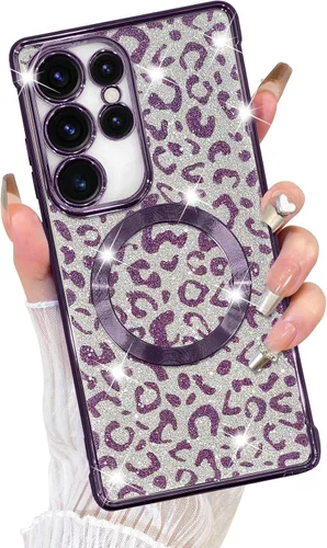 Vista 7 de Fiyart Diseñado para iPhone 16 Pro Max, Funda Compatible con MagSafe, Estampado de Guepardo, Placa de Protección de Cámara, Magnético, Brillante