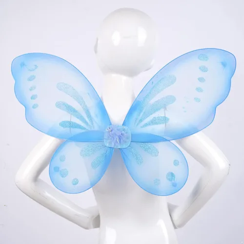 Vista 3 de renvena Conjunto de alas de princesa de ángel de hadas o alas de mariposa para niñas, disfraz de Halloween, fiesta de cumpleaños