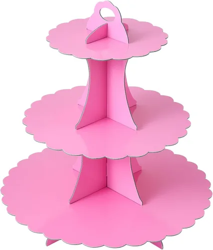 Vista 40 de Soleebee Soporte para Cupcakes de 3 Niveles, Torre de Cupcakes de Cartón, Torre de Soporte para Pasteles de Postre para Decoración de Cumpleaños