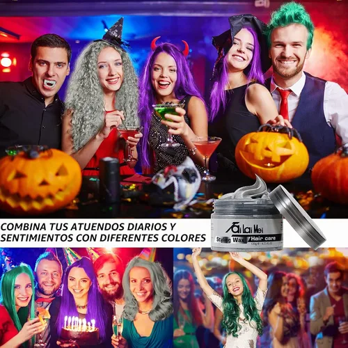 Vista 2 de Cera temporal gris para cabello, 4.23 oz, cera para peinado instantáneo, para fiesta, cosplay, discoteca, bailes de máscaras, Halloween