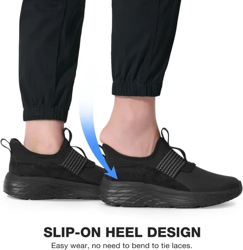 Vista 3 de NINGO Zapatos de trabajo antideslizantes para hombre, para servicio de alimentos, resistentes al agua y al aceite, zapatos de chef de cocina