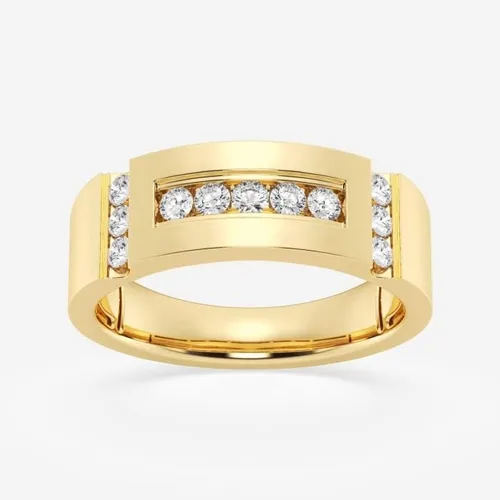 Vista 3 de CUSTOMIZE JEWELS 12 ctw Round Lab Grown Diamond Men's Framed Channel Set Wedding Band In 14k Gold