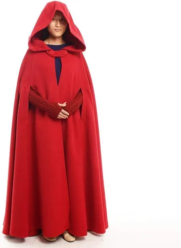 Vista 12 de GRACEART Women's Hood Woolen Cape Bridal Wedding Winter Cloak Plus Size Thick Coat Negro 1
