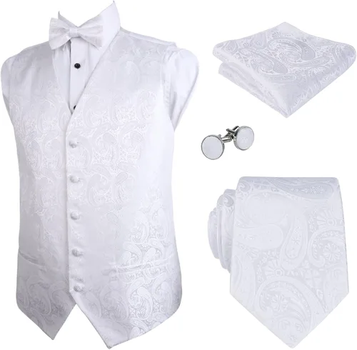 Vista 27 de Alizeal Conjunto de 4 piezas de chaleco floral con lazo y bolsillo cuadrado 185-champán