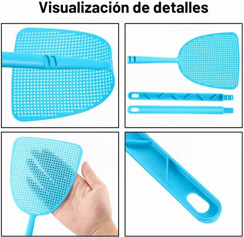 Vista 3 de Boao Matamoscas a granel de plástico a granel colorido fuerte flexible manual matamoscas control de plagas mango largo matamoscas duradero