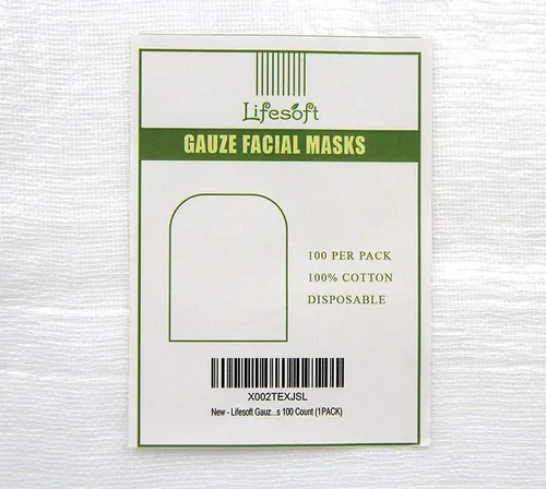 Vista 3 de Máscara facial de gasa, hoja de papel facial de gasa 100% algodón para spa facial, tratamientos de alta frecuencia, 100