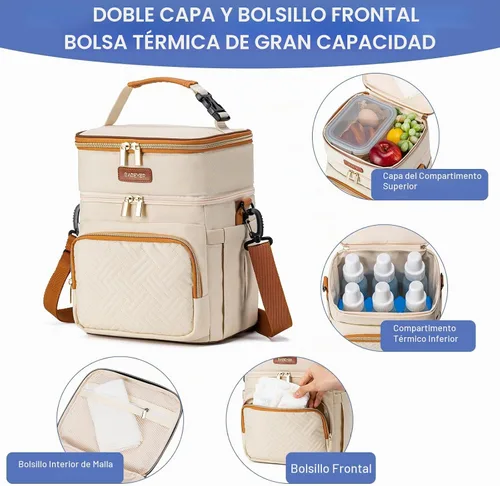 Vista 2 de Bolsa enfriadora de leche materna con bolsa de hielo para 6 biberones de hasta 9 onzas
