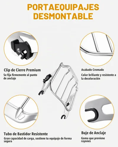 Vista 4 de PBYMT Soporte desmontable para equipaje de dos pisos con ala de aire compatible para Harley Touring Street Glide Road King Electra Glide 2009-2024