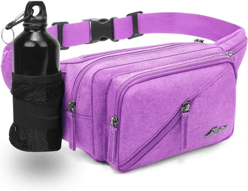 Vista 9 de Riñonera impermeable para hombres y mujeres, bolsa de cadera con soporte para botella de agua, correa ajustable, adecuada para entrenamiento al aire