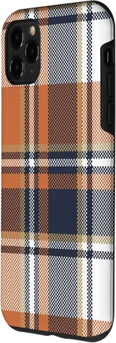 Vista 2 de Funda para iPhone 11 Pro Max a cuadros negros y naranjas para Halloween, otoño y calabazas