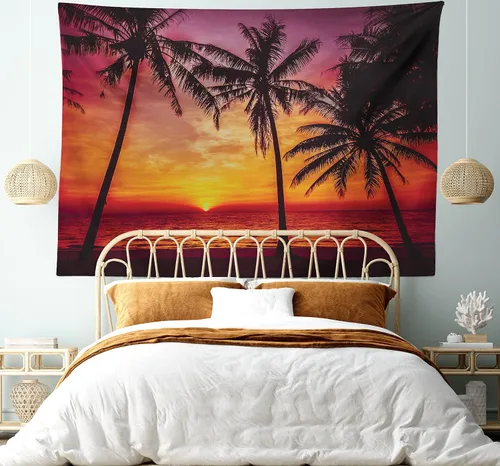 Vista 55 de Lunarable Tapiz mexicano, tema de cultura latinoamericana, sombrero de paja, manta de serape de Maracas, decoración de tela para colgar en la pared
