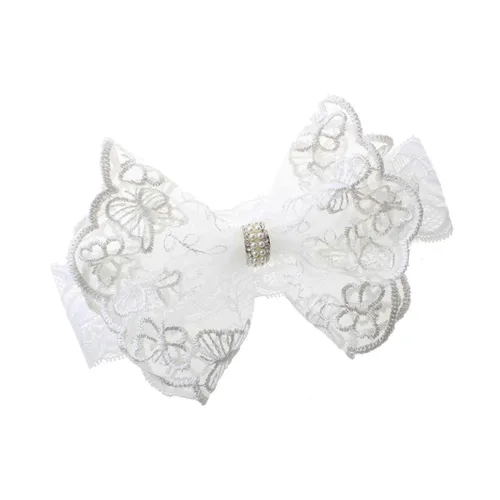 Vista 10 de BBTDIN Diademas de bautizo para bautizo para bebés y niñas, con encaje de flores, lazo blanco BBG11 (B1-Bow con cruz)