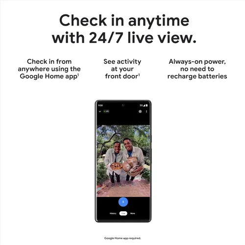 Vista 2 de Google Nest Doorbell (Cable, 2ª generación) - Cámara de timbre de video con cable - Cámara de seguridad para timbre de puerta - Nieve