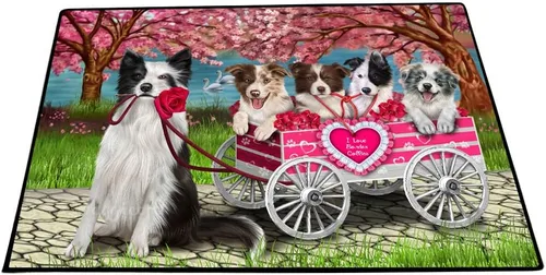 Vista 29 de Doggie of the Day Border Collie Dogs Floor Mat - 4th of July Independence Day - Best Dog Doormat - Protector Decor - Unique Portrait Art - Premium