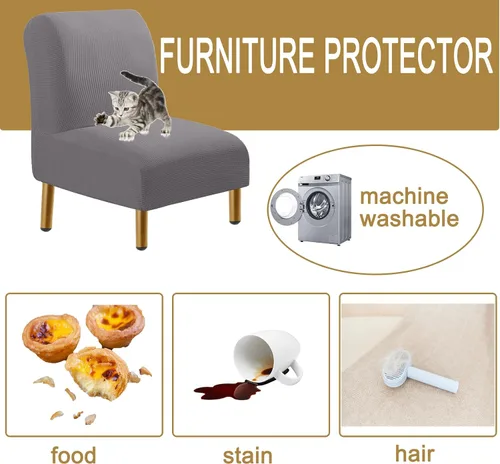 Vista 3 de HAOYONG Funda para silla de acento sin brazos, funda de silla jacquard elástica, fundas protectoras de muebles para sala de estar, comedor, silla