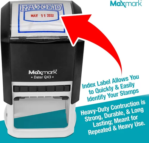 Vista 4 de MaxMark S40 (Tamaño Grande) Sello de Fecha con Texto Recibido y Personalizado, Sello Autoentintado - Tinta Negra Negro