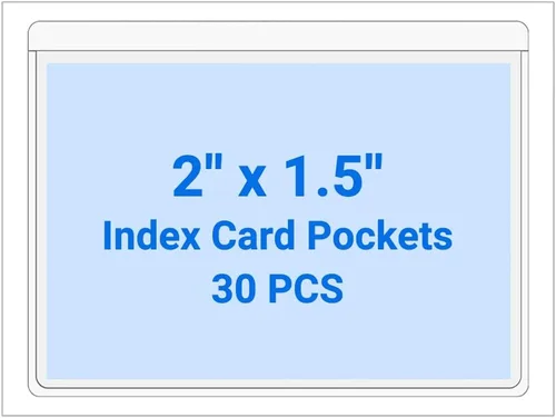 Vista 168 de 30 PCS Clear Self Adhesive Plastic Label Pockets, Top Loading Business & Library Index Card Holders, Peel and Stick Sleeves for Storage Bins, Totes
