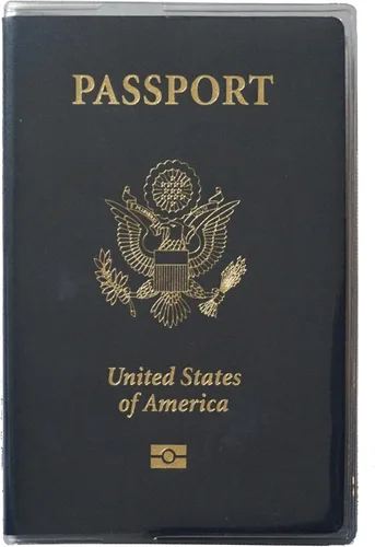 Vista 2 de Juego de 2 fundas de plástico de vinilo transparente resistente para pasaporte, hechas en Estados Unidos, Gris, Cartera de viaje