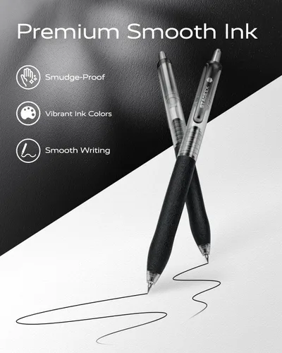 Vista 5 de STAGEEK 0.5mm Bolígrafos de Gel de Punta Fina de Escritura Suave, 12 Piezas de Bolígrafos de Tinta Negra, Bolígrafos de Gel Retráctiles de Aspecto