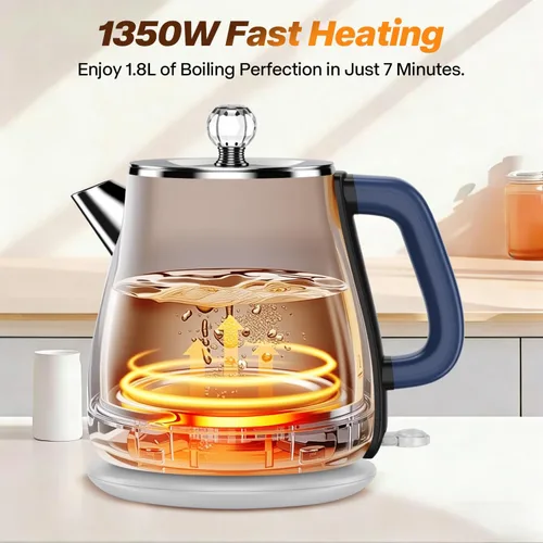 Vista 5 de Hervidor eléctrico de 1.8L, hervidor de té con hervir rápido 1350W Azul
