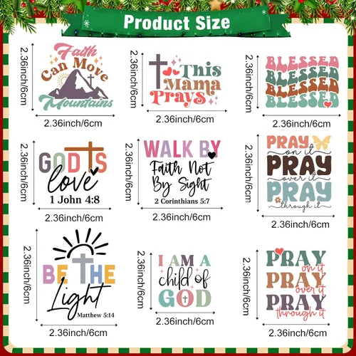 Vista 3 de Fainne 100 piezas de calcomanías navideñas con palabras para manualidades, calcomanías de vinilo navideñas inspiradoras, impermeables, calcomanías