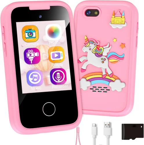 Vista 8 de Teléfono para Niños, Teléfono Inteligente para Niñas Pequeñas de 3 4 5 6 7 8 Años, Regalo de Cumpleaños para Niños de 3-8 Años, Teléfono de Juguete