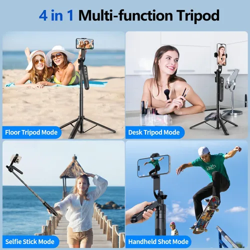 Vista 2 de Trípode de seguimiento facial automático con rotación de 360° con soporte, trípode de teléfono con sensor de movimiento de 70.9", sin aplicación