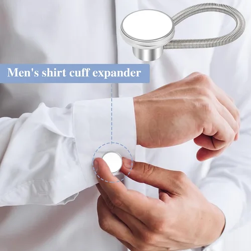Vista 6 de 12 extensores de cuello elásticos y ajustables para camisas de hombre, cómodos extensores de botón de cuello para camisas de vestir y trajes