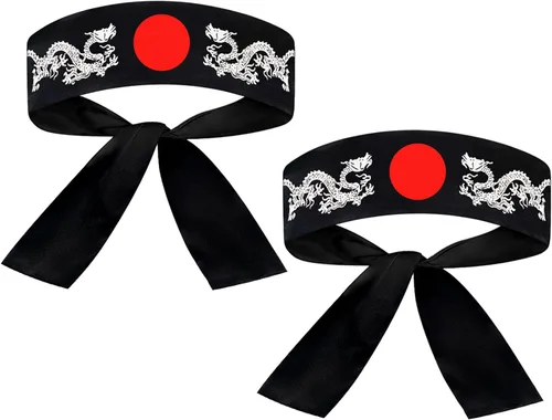 Vista 32 de Sunrise Kitchen Supply - Diadema de karate japonesa para chef de sushi hachimaki, 2 piezas