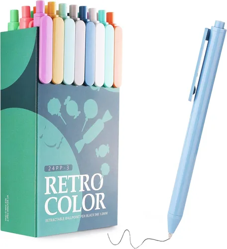 Vista 9 de WY WENYUAN Lindo bolígrafo de escritura suave de punta fina – Bolígrafo personalizado a granel, elegante colorido, tinta negra de 0.039 in