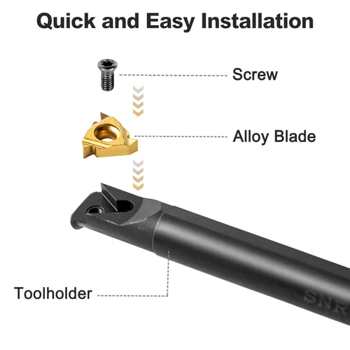 Vista 6 de Herramientas de corte de torno de metal – 1/2" y 5/8" soporte para herramientas de roscado barras de mandrinar con 10 piezas de insertos de carburo