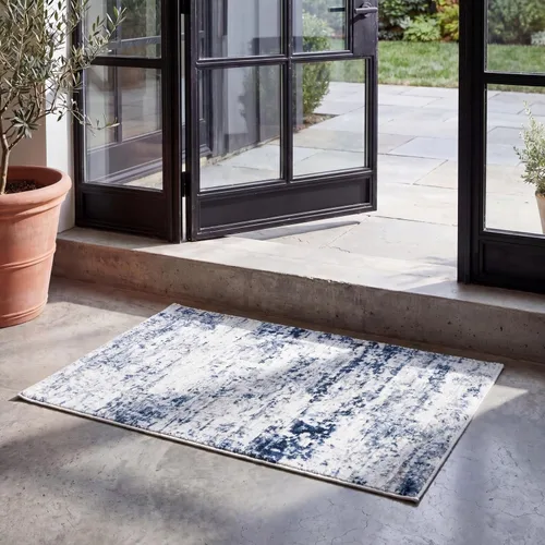 Vista 39 de SAFAVIEH Amelia Collection ALA700A - Alfombra decorativa de 2'2" x 4', diseño moderno abstracto, color marfil y azul, no desprende pelusa y de fácil