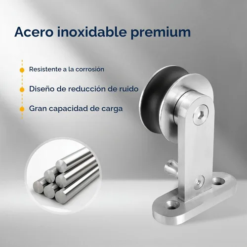 Vista 4 de EaseLife Kit de Rieles de Herrajes para Puerta Corredera de Granero de Montaje Superior de Acero Inoxidable de 5 Pies, Moderno, Resistente