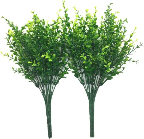 Vista 26 de CATTREE Arbustos artificiales, plantas de plástico, hierba de bambú, arbustos verdes falsos, hojas verdes, bodas, interiores, exteriores, hogar