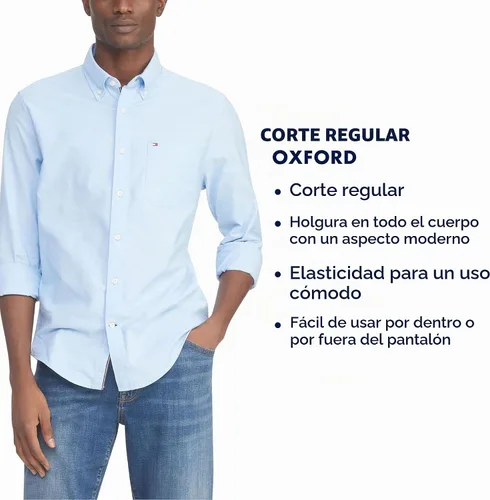 Vista 4 de Tommy Hilfiger Camisa Oxford de manga larga con botones para hombre en ajuste regular Precious rosado