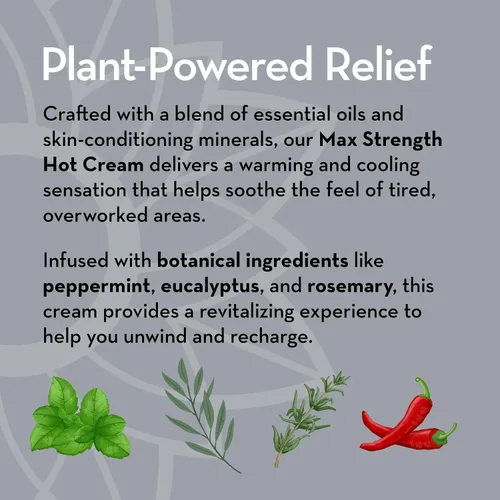 Vista 2 de Pure Body Naturals Max Strength Hot Cream – Crema de calentamiento y enfriamiento con capsaicina y mentol – Comodidad calmante para músculos