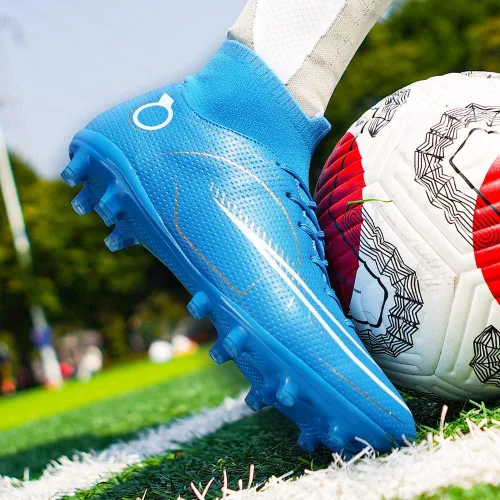 Vista 7 de Zapatos deportivos de fútbol para hombre, botas altas con picos para exterioresinteriores, para niños y niñas, tenis de entrenamiento de fútbol