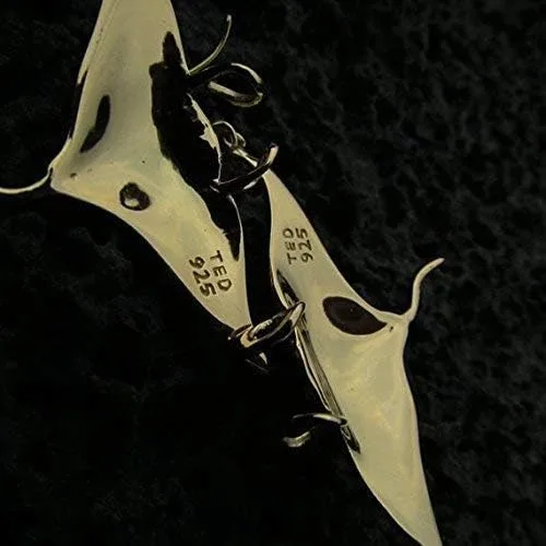 Vista 2 de Pendientes de mantarraya de mantarraya de oro vermeil de oro de 18 quilates Océano Playa Regalo Joyas Hechos a mano Únicos
