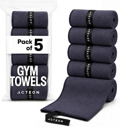 Vista 10 de Acteon Toalla de gimnasio de microfibra de secado rápido, paquete de 5 unidades, fibra absorbente sin olor, secado rápido, equipo de entrenamiento