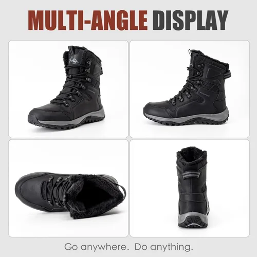 Vista 7 de Botas de nieve para hombre, impermeables, aisladas, para invierno, senderismo, antideslizantes, para exteriores