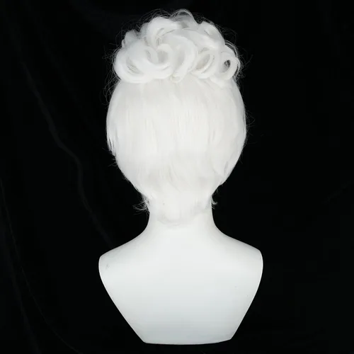 Vista 36 de Pelucas de disfraz de cosplay azul claro de 16 pulgadas para mujer, de 16 pulgadas, con flequillo lateral
