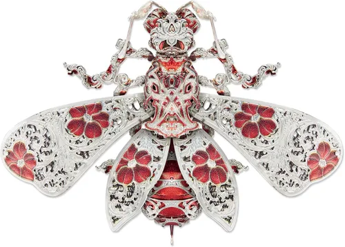 Vista 8 de Piececool Rompecabezas 3D de metal para adultos, modelo Cicada 3D, kits de construcción con temática de insectos, broche de moda de animales