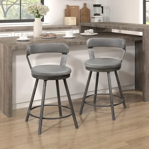 Vista 11 de Lexicon Ruthie - Juego de 2 taburetes giratorios para encimera de cocina con respaldo, 25.5 pulgadas de altura de asiento de 25.5 pulgadas, sillas