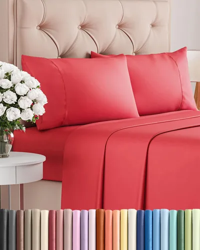 Vista 167 de Juego de sábanas Twin de 4 piezas - Cómodo, transpirable y refrescante - Juego de ropa de cama de lujo de hotel ultrasuave con bolsillos profundos