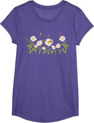Vista 62 de Marguerites Daisy - Camiseta de verano con margaritas de jardín de flores, Negro, S