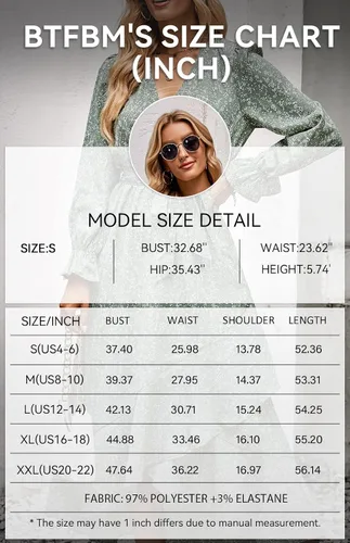 Vista 6 de BTFBM Vestido cruzado de manga larga para mujer cuello en V bohemio floral cintura alta con volantes 2023 primavera y verano maxi vestidos