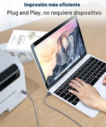 Vista 5 de AkoaDa Cable de impresora USB 2.0 tipo A macho a B macho de alta velocidad compatible con HP, Canon, Dell, Epson, Lexmark, Xerox, Samung y más Gris